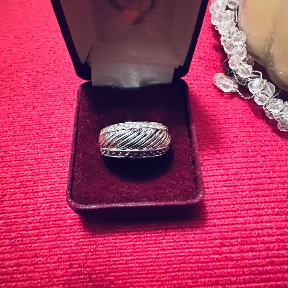 Premier Designs Silver-Tone with CZs Textured Dome Ring
